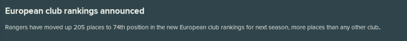 FM19 season 2 European club rankings increase